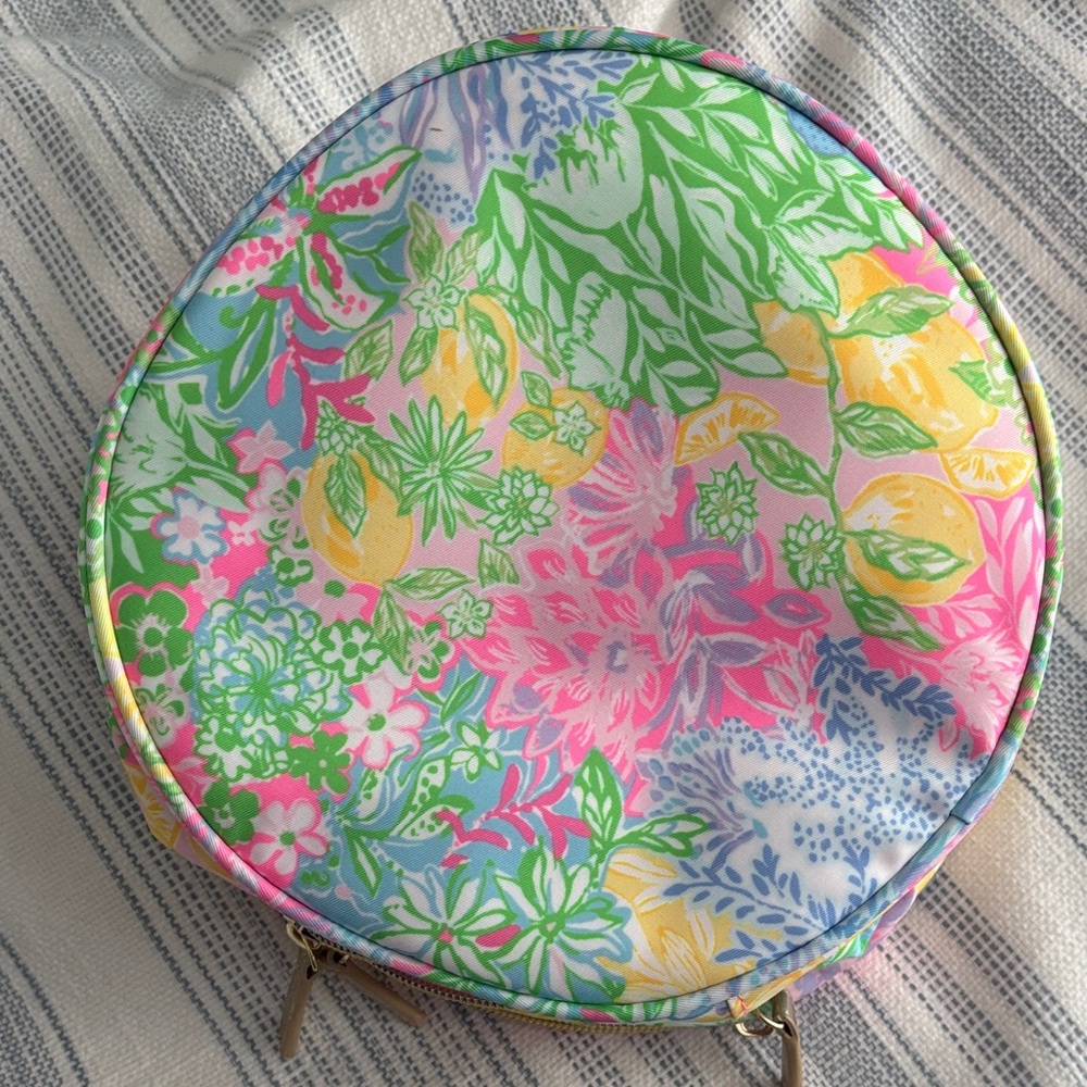 Lilly Pulitzer Bright Floral Double-Zip Cosmetic Case with Gold Emblem - Picture 3 of 5